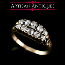Load image into Gallery viewer, Antique Victorian 18K Gold Diamond Ring Old Cut Two Row Boat-Shaped - c.1890