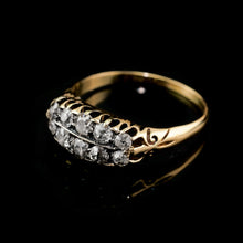 Load image into Gallery viewer, Antique Victorian 18K Gold Diamond Ring Old Cut Two Row Boat-Shaped - c.1890