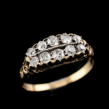 Load image into Gallery viewer, Antique Victorian 18K Gold Diamond Ring Old Cut Two Row Boat-Shaped - c.1890