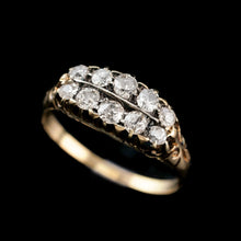 Load image into Gallery viewer, Antique Victorian 18K Gold Diamond Ring Old Cut Two Row Boat-Shaped - c.1890