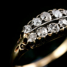 Load image into Gallery viewer, Antique Victorian 18K Gold Diamond Ring Old Cut Two Row Boat-Shaped - c.1890