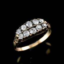 Load image into Gallery viewer, Antique Victorian 18K Gold Diamond Ring Old Cut Two Row Boat-Shaped - c.1890