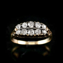 Load image into Gallery viewer, Antique Victorian 18K Gold Diamond Ring Old Cut Two Row Boat-Shaped - c.1890