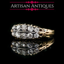Load image into Gallery viewer, Antique Victorian 18K Gold Diamond Ring Old Cut Two Row Boat-Shaped - c.1890