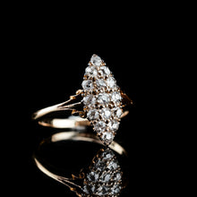 Load image into Gallery viewer, Antique Diamond Ring 18ct Gold Navette/Cluster Design - c.1900s