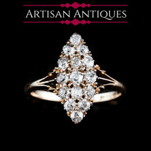 Load image into Gallery viewer, Antique Diamond Ring 18ct Gold Navette/Cluster Design - c.1900s