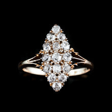 Load image into Gallery viewer, Antique Diamond Ring 18ct Gold Navette/Cluster Design - c.1900s