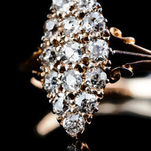 Load image into Gallery viewer, Antique Diamond Ring 18ct Gold Navette/Cluster Design - c.1900s