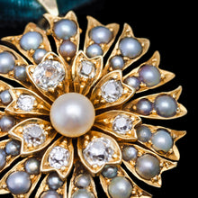 Load image into Gallery viewer, Antique Victorian Diamond and Pearl Necklace/Choker 15ct Gold Floral Design - c.1900