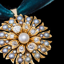 Load image into Gallery viewer, Antique Victorian Diamond and Pearl Necklace/Choker 15ct Gold Floral Design - c.1900