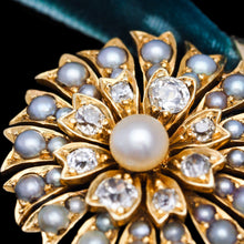 Load image into Gallery viewer, Antique Victorian Diamond and Pearl Necklace/Choker 15ct Gold Floral Design - c.1900