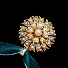 Load image into Gallery viewer, Antique Victorian Diamond and Pearl Necklace/Choker 15ct Gold Floral Design - c.1900