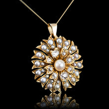 Load image into Gallery viewer, Antique Victorian Diamond and Pearl Necklace/Choker 15ct Gold Floral Design - c.1900