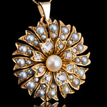Load image into Gallery viewer, Antique Victorian Diamond and Pearl Necklace/Choker 15ct Gold Floral Design - c.1900