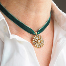 Load image into Gallery viewer, Antique Victorian Diamond and Pearl Necklace/Choker 15ct Gold Floral Design - c.1900