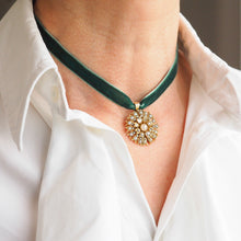 Load image into Gallery viewer, Antique Victorian Diamond and Pearl Necklace/Choker 15ct Gold Floral Design - c.1900