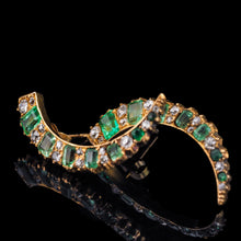 Load image into Gallery viewer, Antique Victorian Emerald & Diamond Earrings 18ct Gold Crescent Design - c.1890
