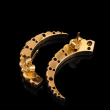 Load image into Gallery viewer, Antique Victorian Emerald & Diamond Earrings 18ct Gold Crescent Design - c.1890