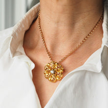Load image into Gallery viewer, Antique Victorian French Diamond Pendant Necklace/Brooch 18ct Gold Floral Acanthus Design - 19th C.