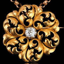 Load image into Gallery viewer, Antique Victorian French Diamond Pendant Necklace/Brooch 18ct Gold Floral Acanthus Design - 19th C.