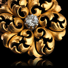 Load image into Gallery viewer, Antique Victorian French Diamond Pendant Necklace/Brooch 18ct Gold Floral Acanthus Design - 19th C.