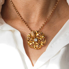 Load image into Gallery viewer, Antique Victorian French Diamond Pendant Necklace/Brooch 18ct Gold Floral Acanthus Design - 19th C.