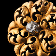 Load image into Gallery viewer, Antique Victorian French Diamond Pendant Necklace/Brooch 18ct Gold Floral Acanthus Design - 19th C.