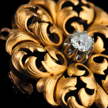Load image into Gallery viewer, Antique Victorian French Diamond Pendant Necklace/Brooch 18ct Gold Floral Acanthus Design - 19th C.