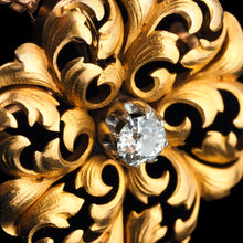 Load image into Gallery viewer, Antique Victorian French Diamond Pendant Necklace/Brooch 18ct Gold Floral Acanthus Design - 19th C.