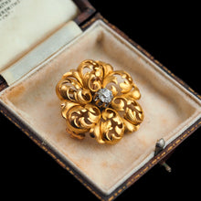 Load image into Gallery viewer, Antique Victorian French Diamond Pendant Necklace/Brooch 18ct Gold Floral Acanthus Design - 19th C.