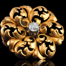 Load image into Gallery viewer, Antique Victorian French Diamond Pendant Necklace/Brooch 18ct Gold Floral Acanthus Design - 19th C.