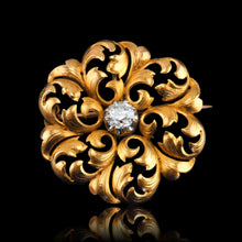 Load image into Gallery viewer, Antique Victorian French Diamond Pendant Necklace/Brooch 18ct Gold Floral Acanthus Design - 19th C.