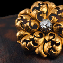 Load image into Gallery viewer, Antique Victorian French Diamond Pendant Necklace/Brooch 18ct Gold Floral Acanthus Design - 19th C.