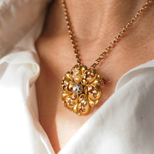 Load image into Gallery viewer, Antique Victorian French Diamond Pendant Necklace/Brooch 18ct Gold Floral Acanthus Design - 19th C.