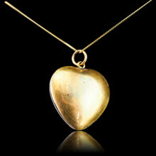 Load image into Gallery viewer, Antique Victorian Blue Enamel Garnet & Pearl 'Puffy' Heart Shaped Pendant Necklace - c.1900