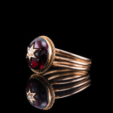 Load image into Gallery viewer, Antique Victorian 14ct Gold Garnet Star Cabochon Ring with Seed Pearl - c.1880