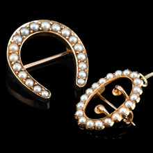 Load image into Gallery viewer, Antique Victorian 15ct Gold Seed Pearl Buckle Pendant Brooch Necklace - c.1890