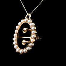 Load image into Gallery viewer, Antique Victorian 15ct Gold Seed Pearl Buckle Pendant Brooch Necklace - c.1890