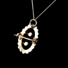 Load image into Gallery viewer, Antique Victorian 15ct Gold Seed Pearl Buckle Pendant Brooch Necklace - c.1890