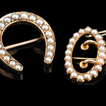 Load image into Gallery viewer, Antique Victorian 15ct Gold Seed Pearl Buckle Pendant Brooch Necklace - c.1890