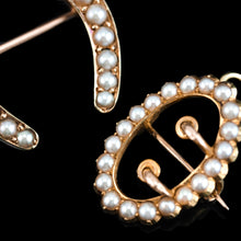 Load image into Gallery viewer, Antique Victorian 15ct Gold Seed Pearl Buckle Pendant Brooch Necklace - c.1890