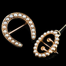 Load image into Gallery viewer, Antique Victorian 15ct Gold Seed Pearl Buckle Pendant Brooch Necklace - c.1890