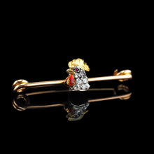 Load image into Gallery viewer, Antique Victorian Diamond and Ruby 15ct Gold Cockerel/Rooster/Chicken Brooch Pin - c.1890