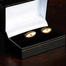 Load image into Gallery viewer, Antique Victorian 14ct Gold Cufflinks with Rose Cut Diamond - c.1890