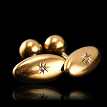 Load image into Gallery viewer, Antique Victorian 14ct Gold Cufflinks with Rose Cut Diamond - c.1890