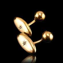 Load image into Gallery viewer, Antique Victorian 14ct Gold Cufflinks with Rose Cut Diamond - c.1890