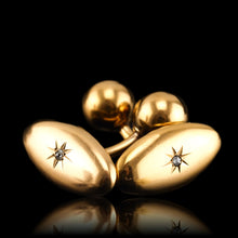 Load image into Gallery viewer, Antique Victorian 14ct Gold Cufflinks with Rose Cut Diamond - c.1890
