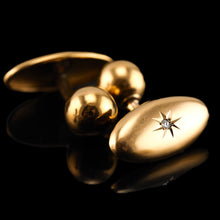 Load image into Gallery viewer, Antique Victorian 14ct Gold Cufflinks with Rose Cut Diamond - c.1890