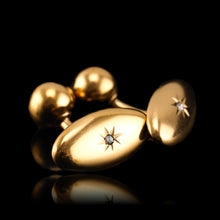 Load image into Gallery viewer, Antique Victorian 14ct Gold Cufflinks with Rose Cut Diamond - c.1890