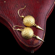 Load image into Gallery viewer, Majestic Pair of Antique Victorian 18ct Gold Earrings Etruscan Style - c.1880